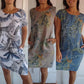 ⏳Limitiertes 50 % Rabatt⏰Bedrucktes Kleid mit Rundhalsausschnitt aus Baumwolle und Leinen für Frauen👗