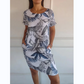 ⏳Limitiertes 50 % Rabatt⏰Bedrucktes Kleid mit Rundhalsausschnitt aus Baumwolle und Leinen für Frauen👗