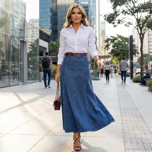 ⏳Limitiertes 50 % Rabatt⏰Damen-Maxirock aus Denim mit hoher Taille und A-Linien-Schnitt👗